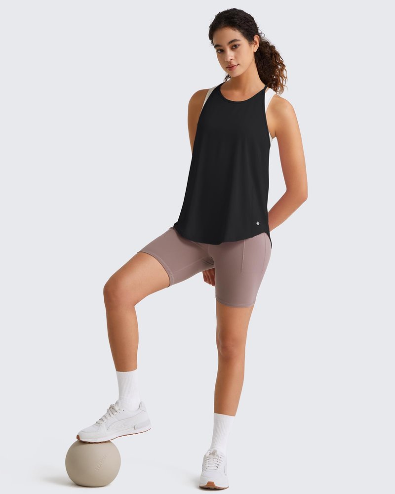 G4Free Workout Racerback Tank Tops Athletic Loose Fit Tennis Tanks Sleeveless Running Yoga Gym Top (Black,L)
