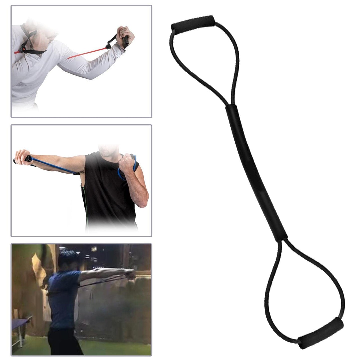 Fancyes Elastic Resistance Bands Pull Rope Agility Training for Shadow Boxing Punching Arm, Black 35LB