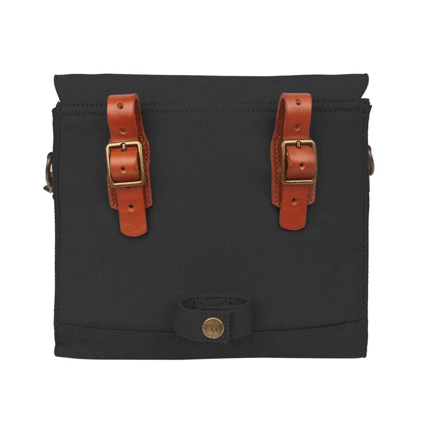 TOURBON Canvas Cycling Bike Handlebar Bag Bicycle Saddlebags Shoulder Messenger Storage (Black)