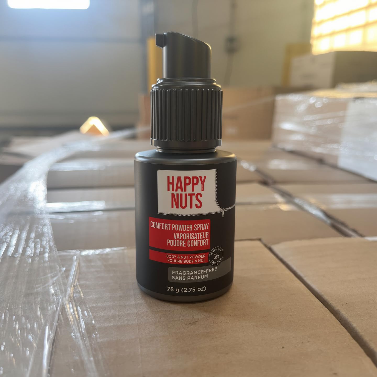 HAPPY NUTS Comfort Powder Spray Deodorant For Men: Anti-Chafing, Sweat and Odor Control for Jock Itch, Aluminum-Free, 2.75 oz (1 Pack), Fragrance-Free