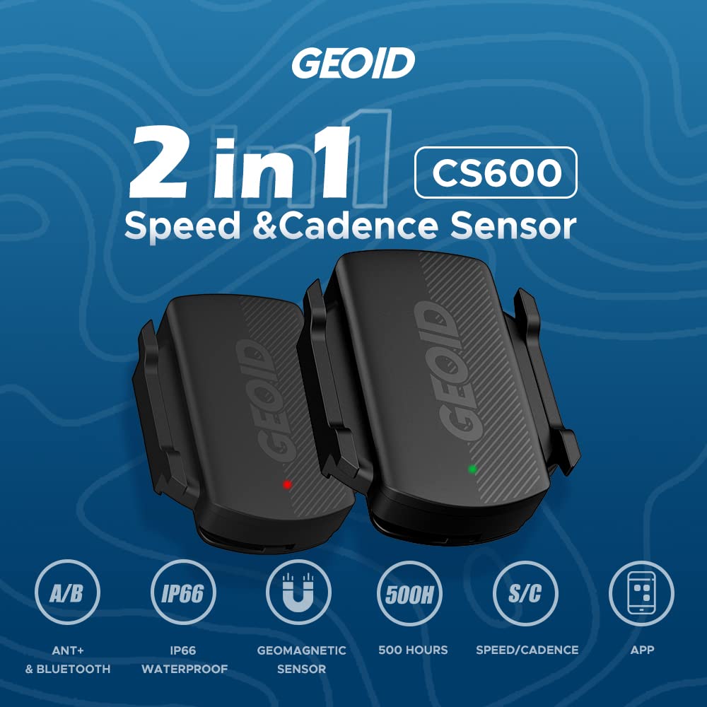 GEOID CS600 Cadence/Speed Sensor for Cycling, ANT+/Bluetooth Wireless Bicycle RPM Sensor Compatible with Bike Computers, Sport Watches, iOS/Android APPS