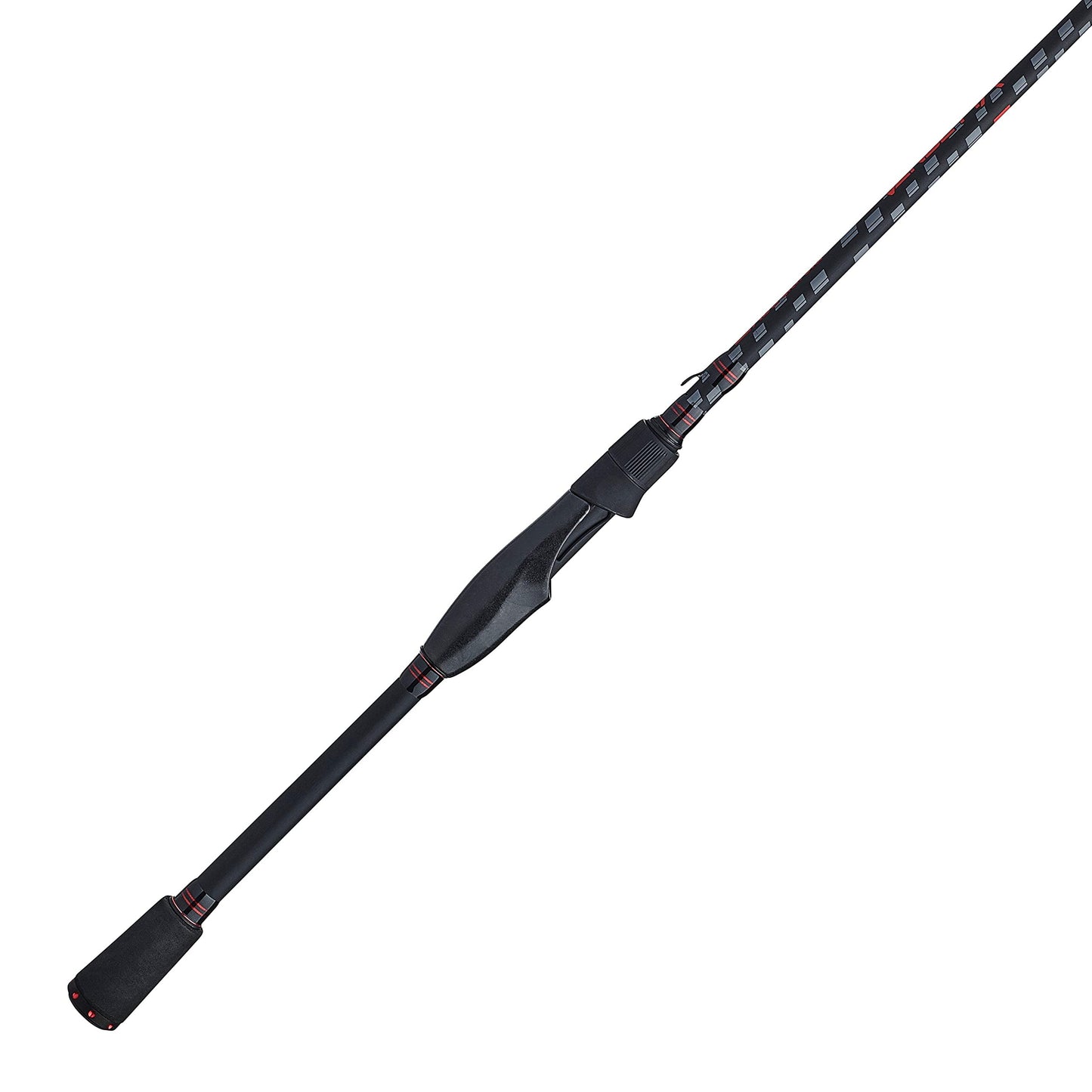 Abu Garcia 6’6” Vendetta Spinning Fishing Rod, 2-Piece Rod, 6-12lb Line Rating, Medium Rod Power, Fast Action, 1/8-1/2 oz. Lure Rating, Black