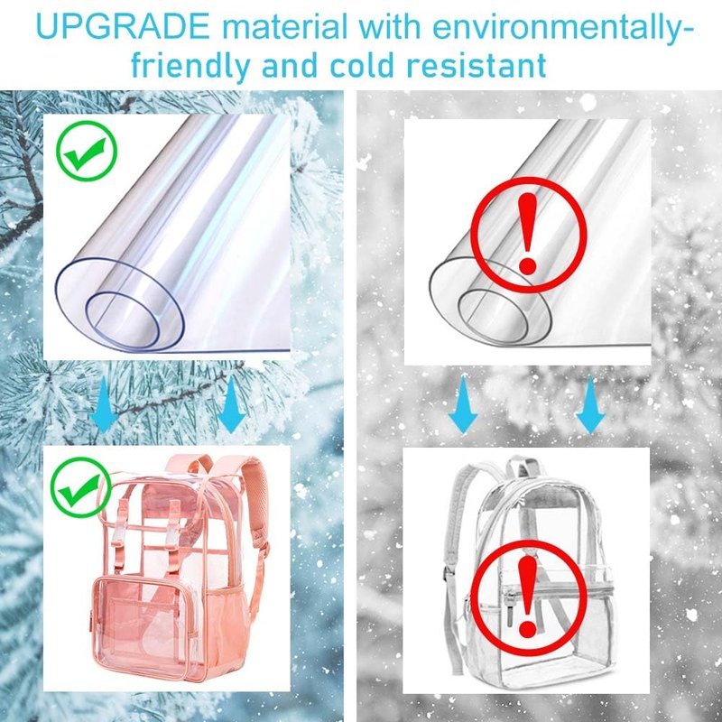 FTJCF 3PCS Pink Clear Backpack, Heavy Duty Transparent Bookbag for Women Girls, Stadium Approved See Through Backpack Set (Pink)