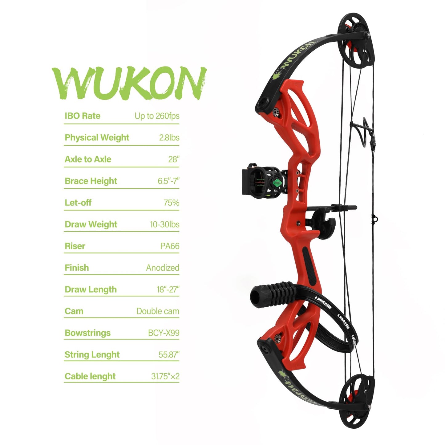 LWANO Compound Bow Set for Youth & Kids,Beginners Bow and Arrow Set,Right Handed,Draw Length 18"-27",10-30Lbs Draw Weight,260fps (Red, Luxury Set, Right Hand)