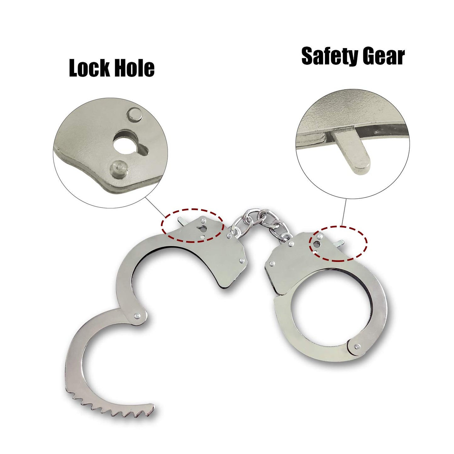 HOHAJIU Toy Handcuffs with Keys Metal Toy Handcuffs for Kids (Silver)