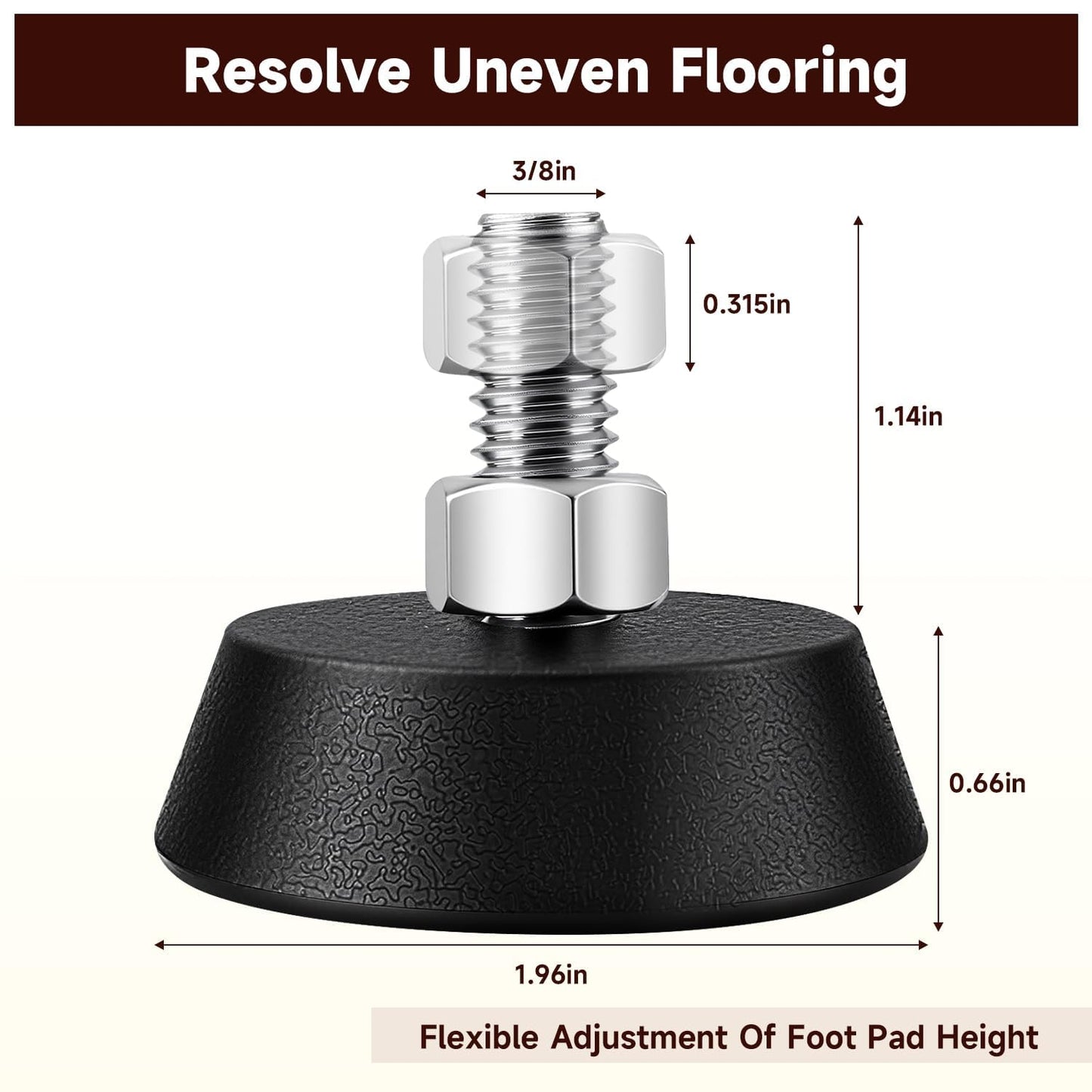 AIYOYOLIFE 4 Pack Exercise Bike Support Foot Pads Compatible with Peloton OG & Plus, Upgrade Stainless 3/8" Leveling Screws Feet Adjustable, Noise Reduction, Anti-Slip Rubber Shock-Absorbing