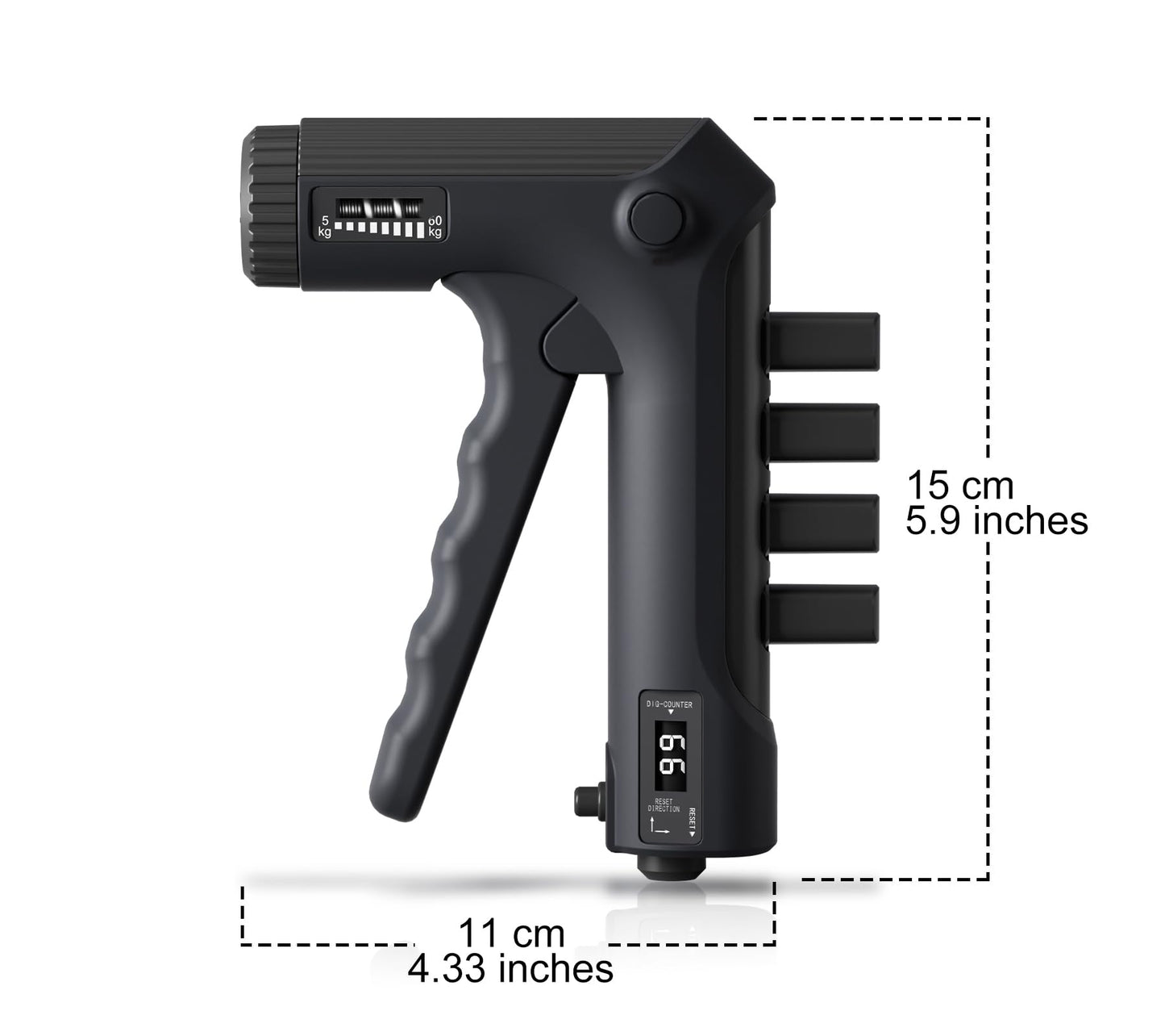 Grip Strength Trainer with Finger Exerciser, Adjustable Resistance, Forearm Strengthener Hand Gripper with Counting,Dark Grey