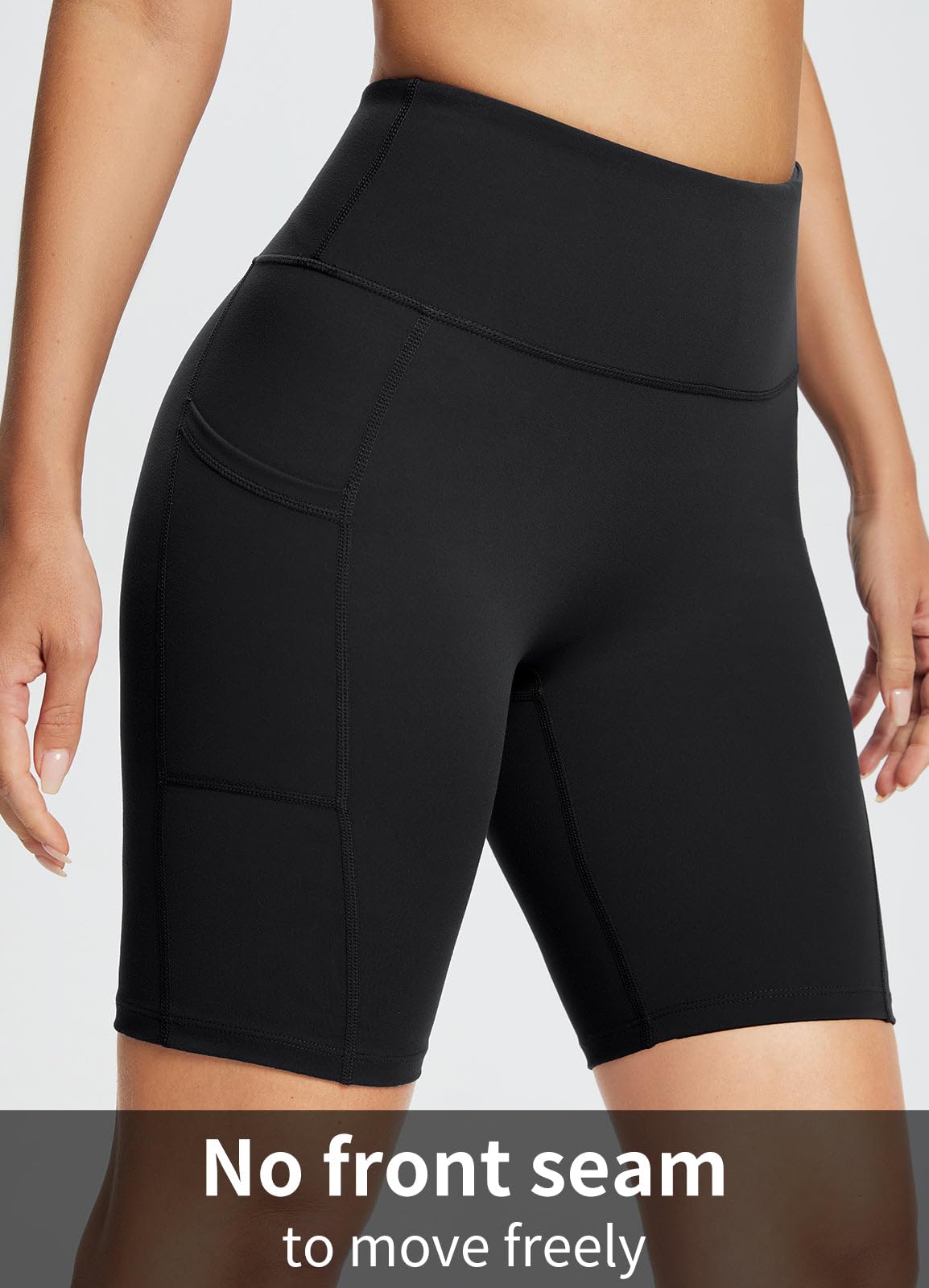 baleaf Biker Shorts Women Yoga Gym Workout Spandex Running Volleyball Tummy Control Compression Shorts with Pockets Soft 8" Black M