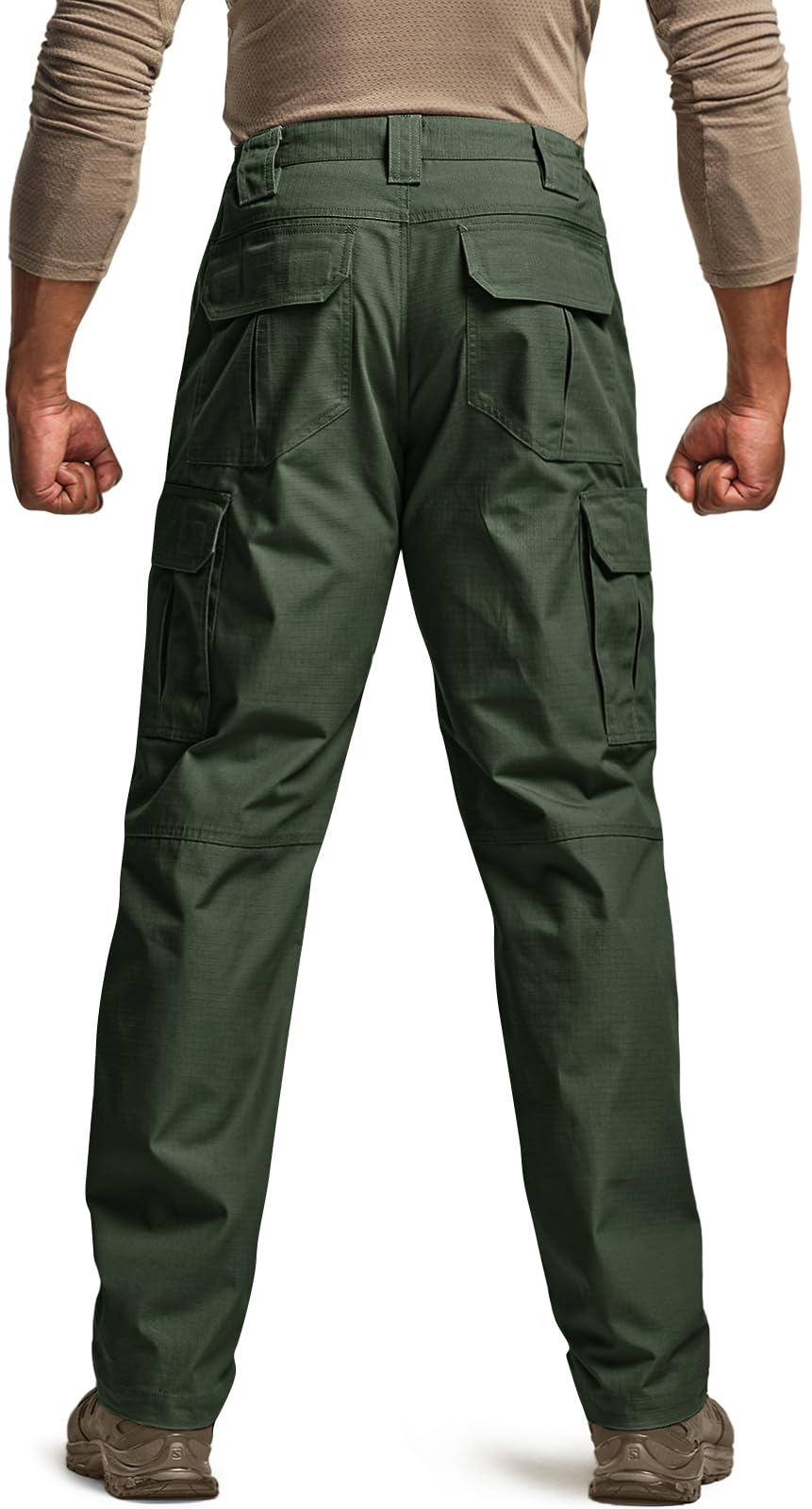 CQR Men's Tactical Pants, Water Resistant Ripstop Cargo Pants, Lightweight EDC Work Hiking Pants, Outdoor Apparel, Raider Green Kelp, 42W x 30L