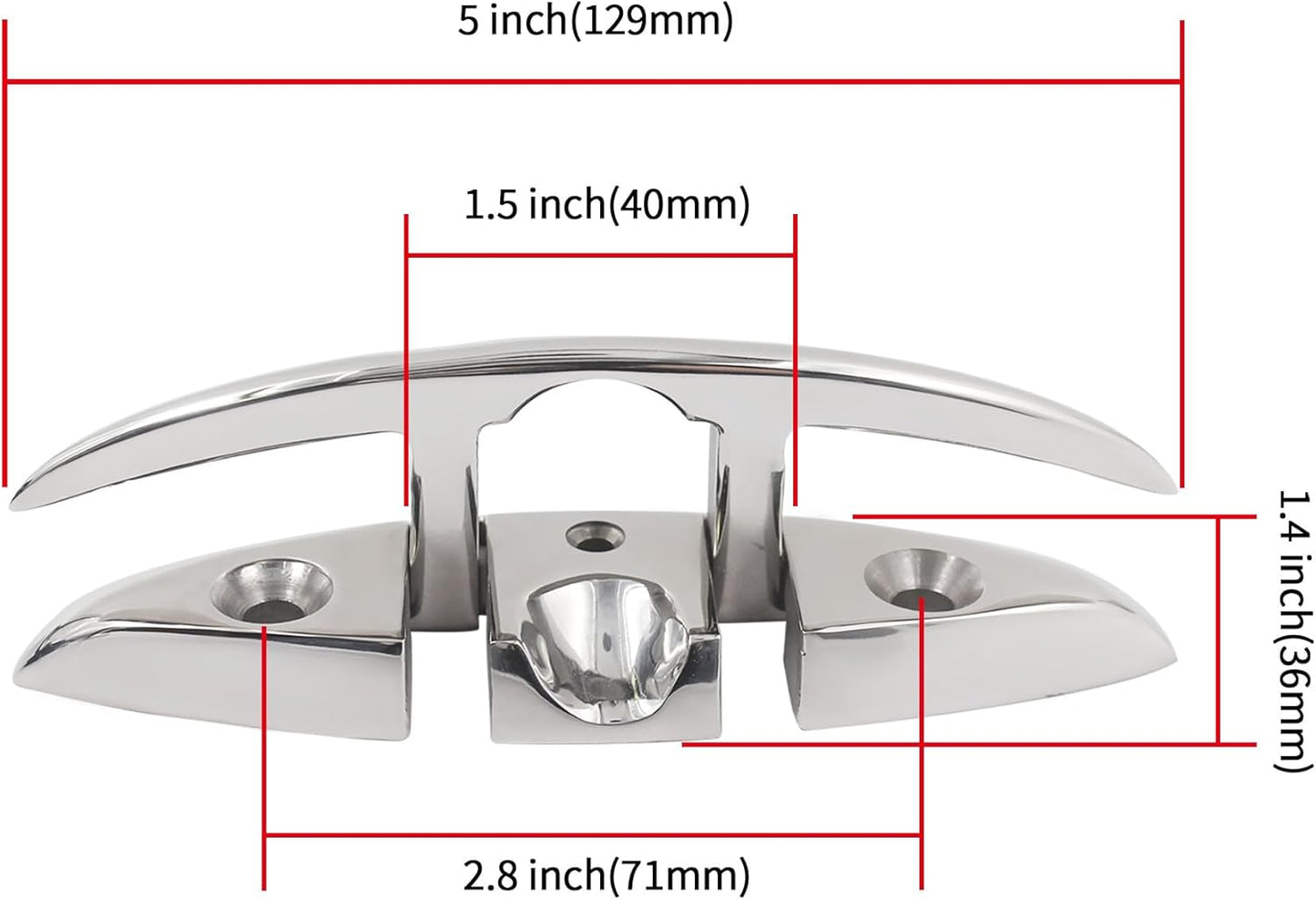 Marine Grade Boat Cleat - 6-Inch 316 Stainless Steel Folding Cleat | Ideal for Kayaks & Docks