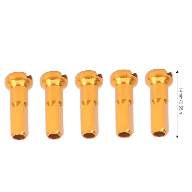 Keenso Spoke Nipples, 100 Pcs Aluminum Alloy Spoke Spoke Nipples Spoke Cover Cycling Accessory(Gold)