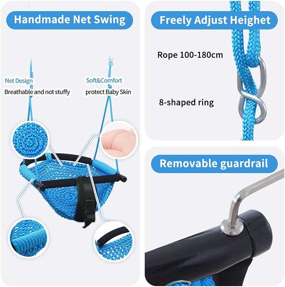 Toddler Swing - 2-in-1 Adjustable Seat with Heavy-Duty Ropes | Indoor/Outdoor Use (Blue)