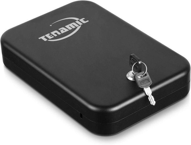 Portable Gun Safe - Solid Steel Handgun Lock Box for Travel | Black