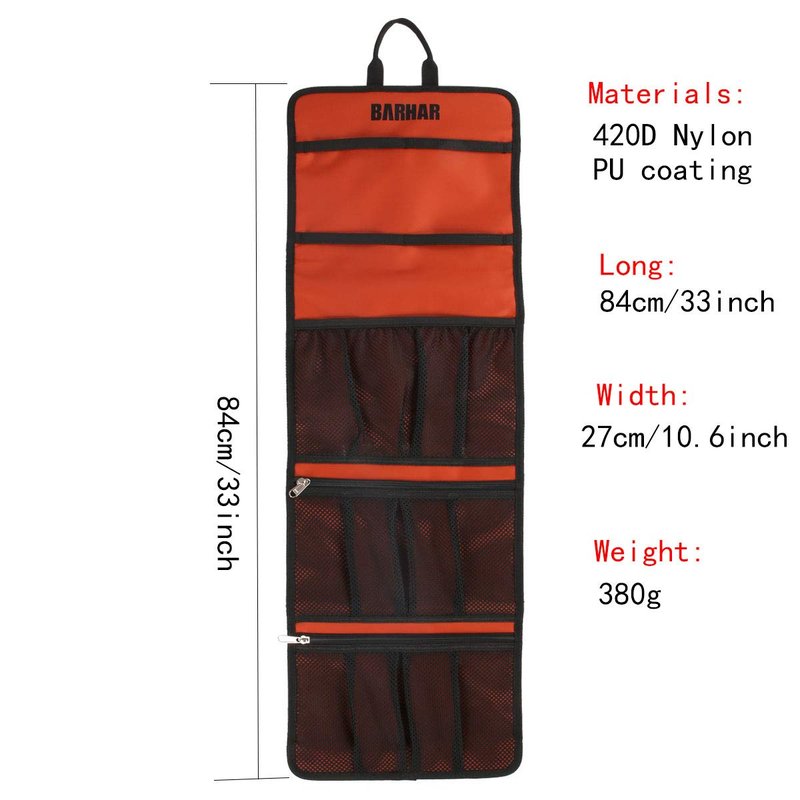 Climbing Quickdraw Hanging Storage Bag, Carabiner Hook Gear Equipment Parts Collections, Durable Foldable Bundled Roll Anti-scratch Bag, Small Tools Organizer Pouch, suit for Rock Climbing Ice Climb