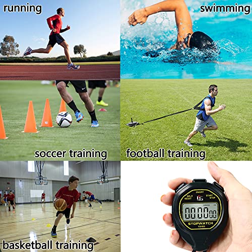 FCXJTU Digital Simple Stopwatch Timer, No Bells, No Alarm, Simple Basic Operation, Silent, Clear Display, ON/Off, Large Display for Swimming Running Training Kids Coaches Referees Teachers