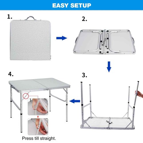 REDCAMP Folding Camping Table, 3ft Portable Aluminum Outdoor Folding Table Camp Table Adjustable Height Lightweight for Picnic Cooking Beach