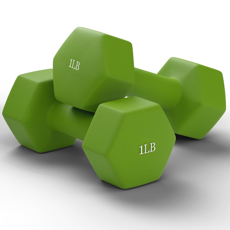 GRETERST Hex Dumbbells Set Rubber Coated Hand Weights Exercise & Fitness for Home Gym Workouts Weight Strength Training, Anti-Slip, Anti-Roll, Set of 2, Green, 1LB