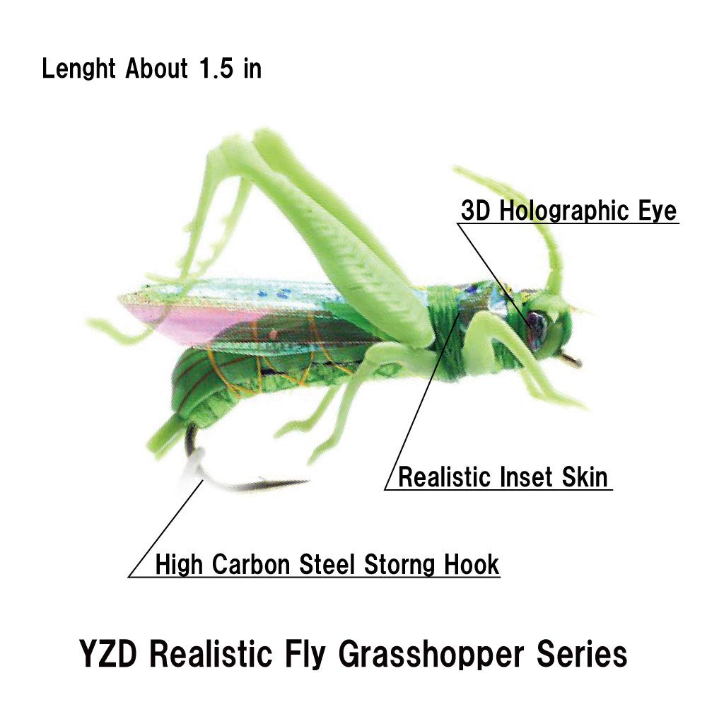 YZD Realistic Fly Grasshopper Series(Large Yellowishgreen 4pcs)