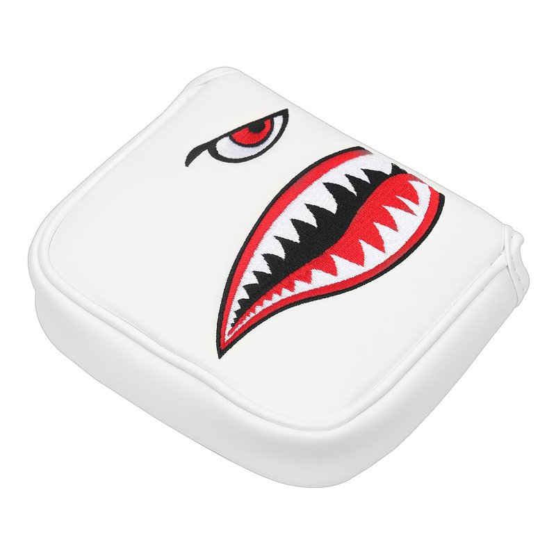 SHABIER White Golf Putter Cover with Tiger Shark Design Golf Large Mallet Headcover