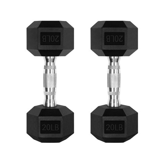 RitFit 20LB Dumbbells Set of 2 Rubber Encased Dumbbell Sets with Optional Rack for Home Gym, Coated Hand Weights for Strength Training, Workouts