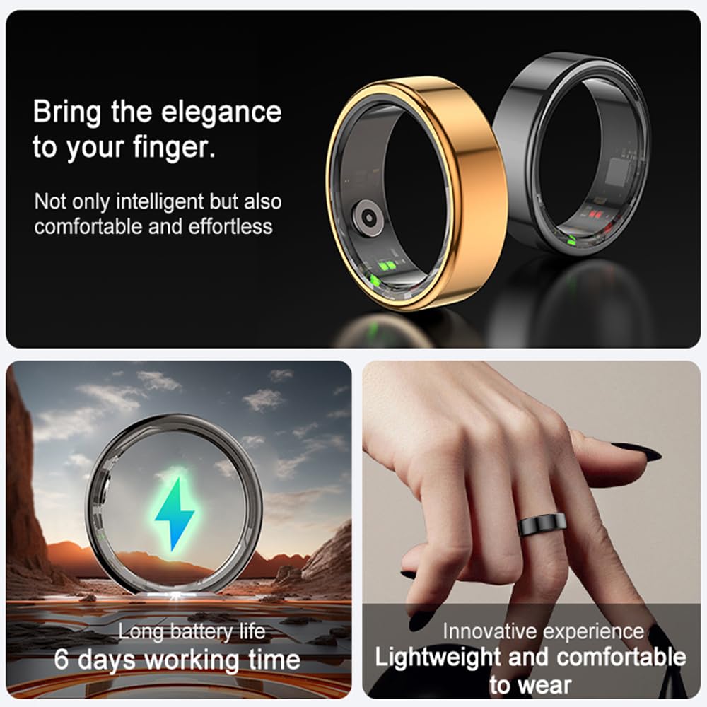 Yeforu Smart Ring Fitness Tracker Health Rings Heart Rate Monitor Sleep Ring Pedometer Calories Step Counter Waterproof Fitness Ring