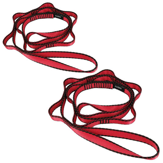 FOSER 2pcs Yoga Hammock Extension Strap Yoga Extender Strap Daisy Chain Fitness Pilates Stretch Belt Exercise Extend Strap Band (RED)