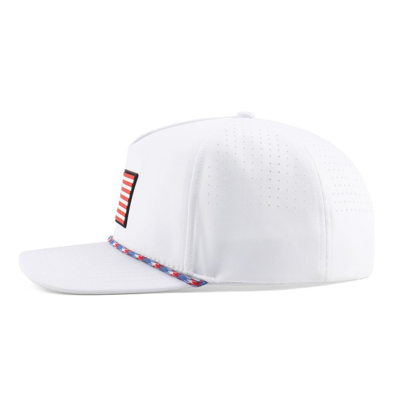 Old Glory American Flag Rope Hat: Golf Hat for Men and Women, One Size Snapback, White