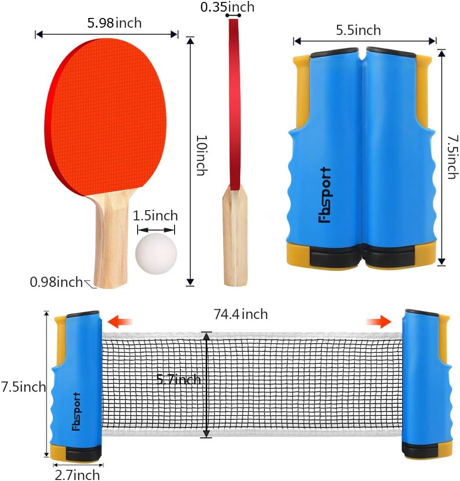 Ping Pong Paddle Set - Portable Table Tennis Set with Retractable Net, Rackets, Balls & Carry Bag | Indoor/Outdoor Games