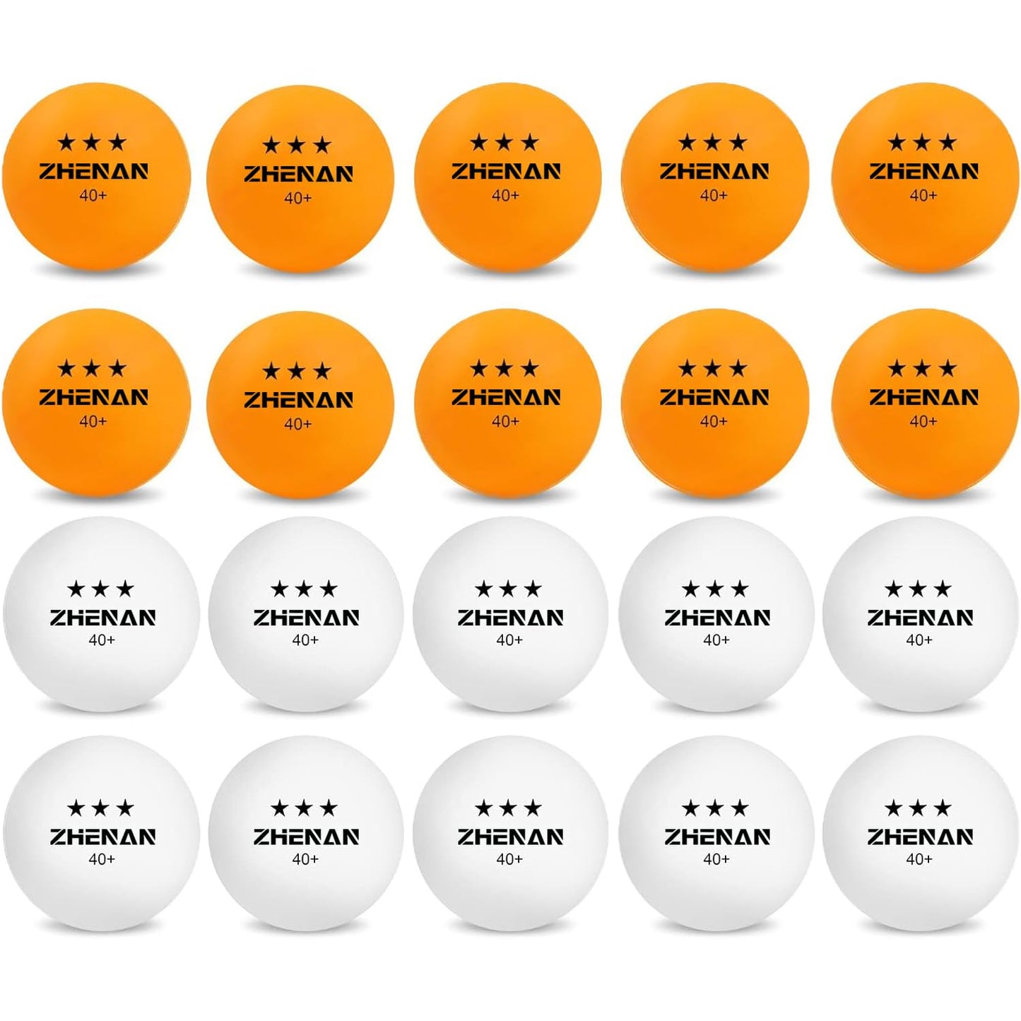 ZHENAN 20-Pack 3-Star 40+ New Material Ping Pong Balls,More Durable,Advanced Training Table Tennis Balls(White Practice Ping Pong Ball)，Competition and Recreational Play, Abs Ping Pong Ball