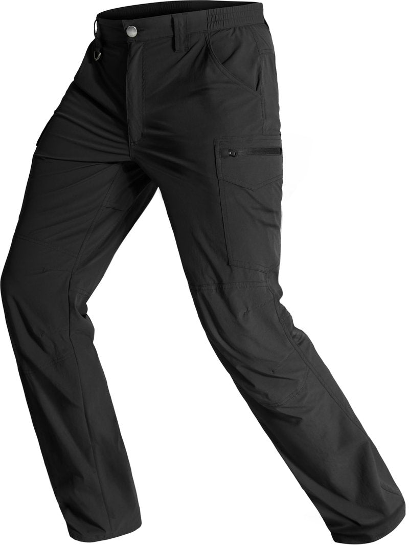Men's Lightweight Hiking Pants Water Resistant Quick Dry Breathable Stretch Outdoor Travel Camping Fishing Cargo Work Pants with 6 Pockets Black 32Wx30L