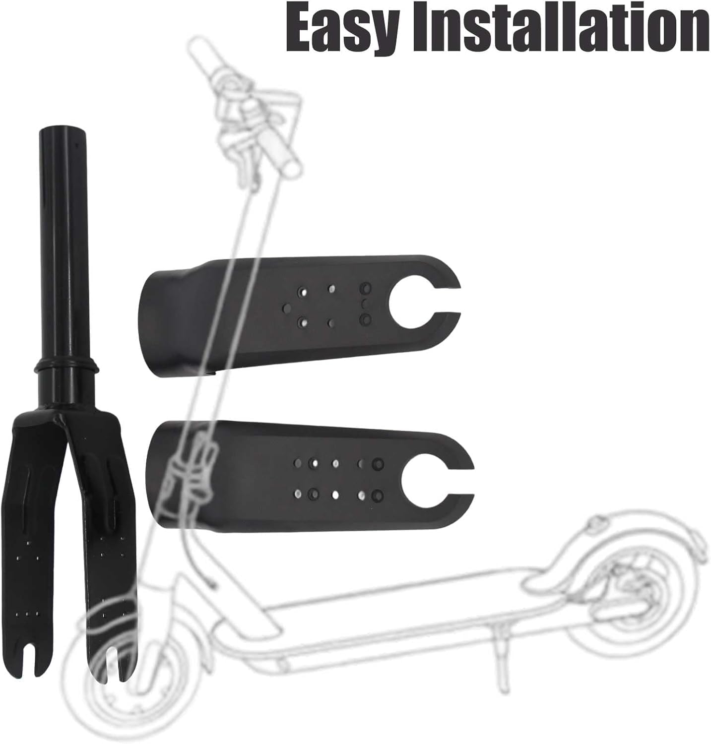 Incontesta Front Fork Replacement for M365/M365PRO, Aluminum Alloy Electric Scooter Fork with Plastic Cover Black, Anti-Wobble & Easy Install