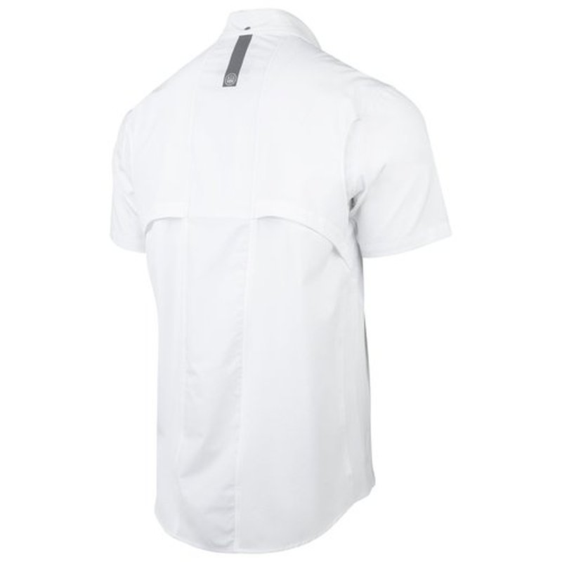 Beretta Men's TKAD Flex Breathable Lightweight Button-Down Outdoor Casual Active Tactical Short Sleeve T-Shirt, Pure White, Small