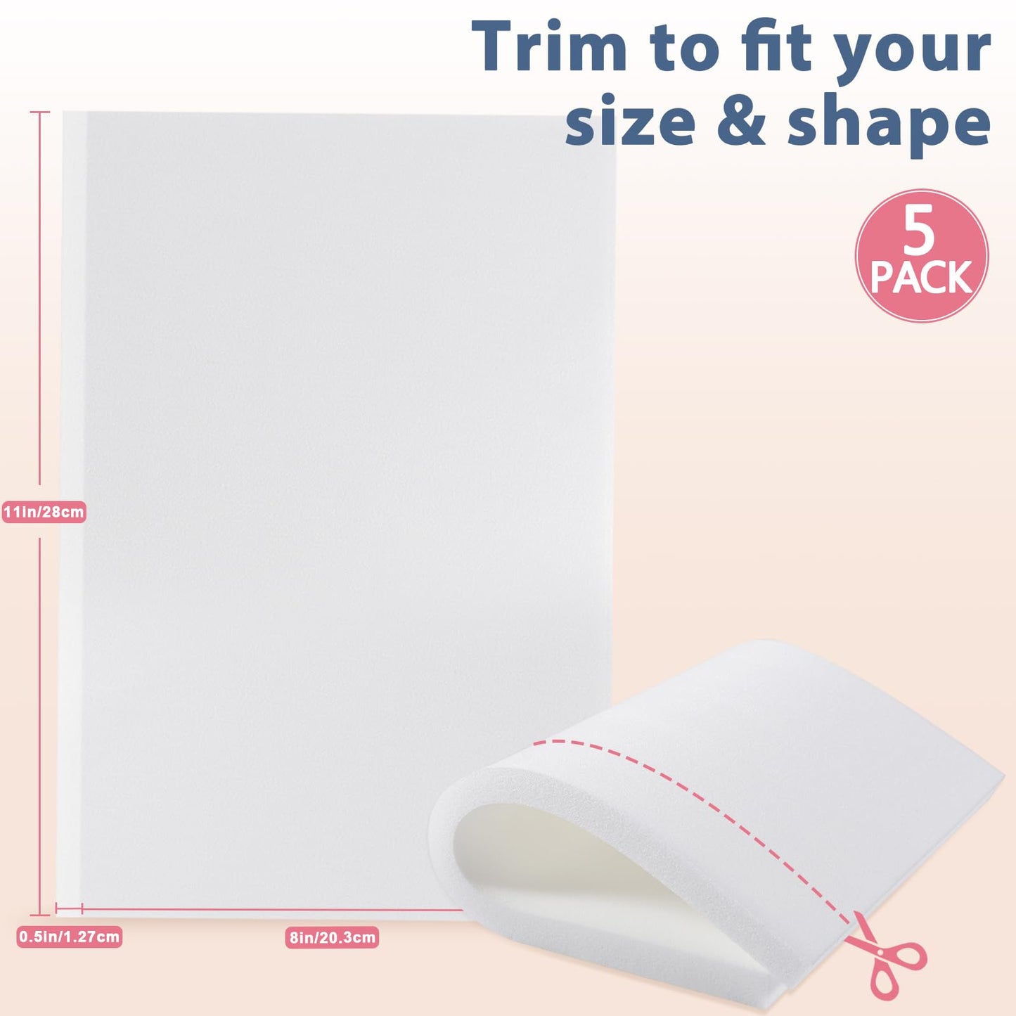 5 Pack Latex-Free Lipo Foam Pads for Post Surgery, 8"x11" Lipo Foams Sheets, Abdominal Compression Board for Post BBL Liposuction Surgery and Used with Compression Garments