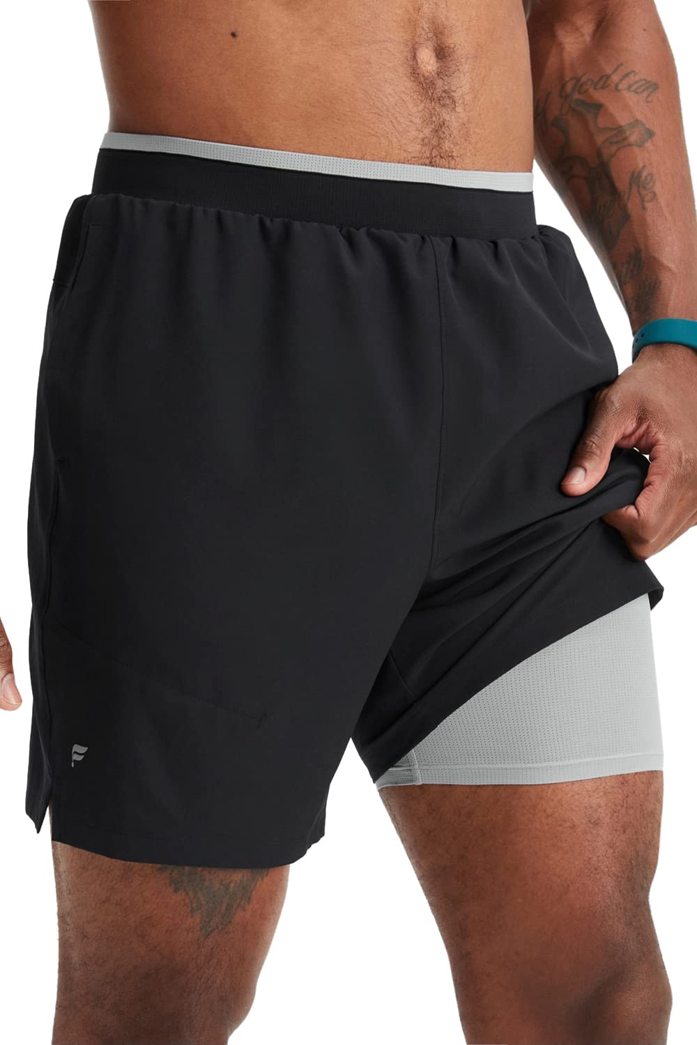 Fabletics Men's The Fundamental Short II (Lined), Workout, Running, Training, Gym, Yoga, Ultra Lightweight,7" Inseam, S, Black