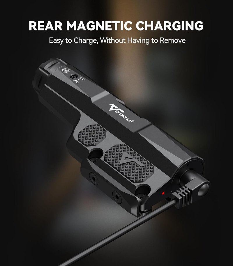 VOTATU 3000 Lumens Laser Light Combo - Strobe Flashlight & Green Laser for Mlok/Picatinny | USB Rechargeable