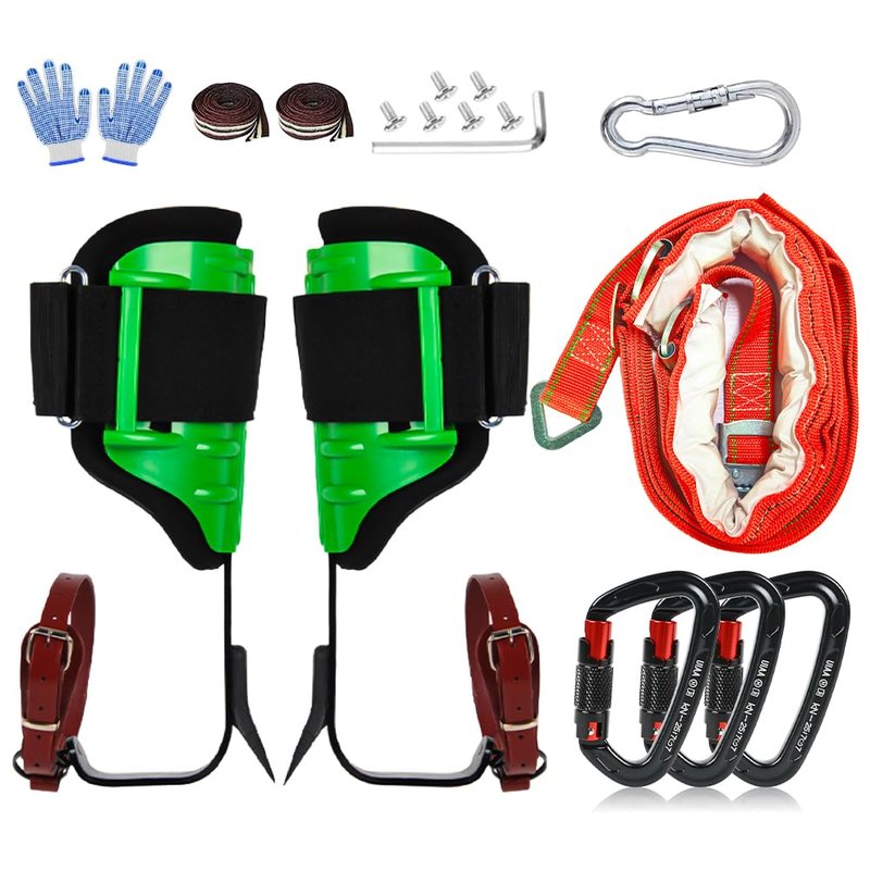 wdsilkbo Tree Climbing Gear, Tree Climbing Spikes, with Adjustable Tree Climbing Equipment Set
