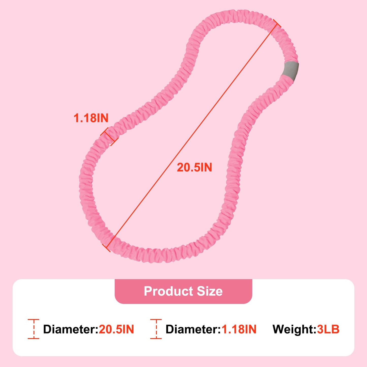 3.2lbs Soft Spring Weighted Hoop for Adults, Portable Core Workout Fitness Hoop, Quiet & Pinch-Proof Design for Effective Exercise (Pink)