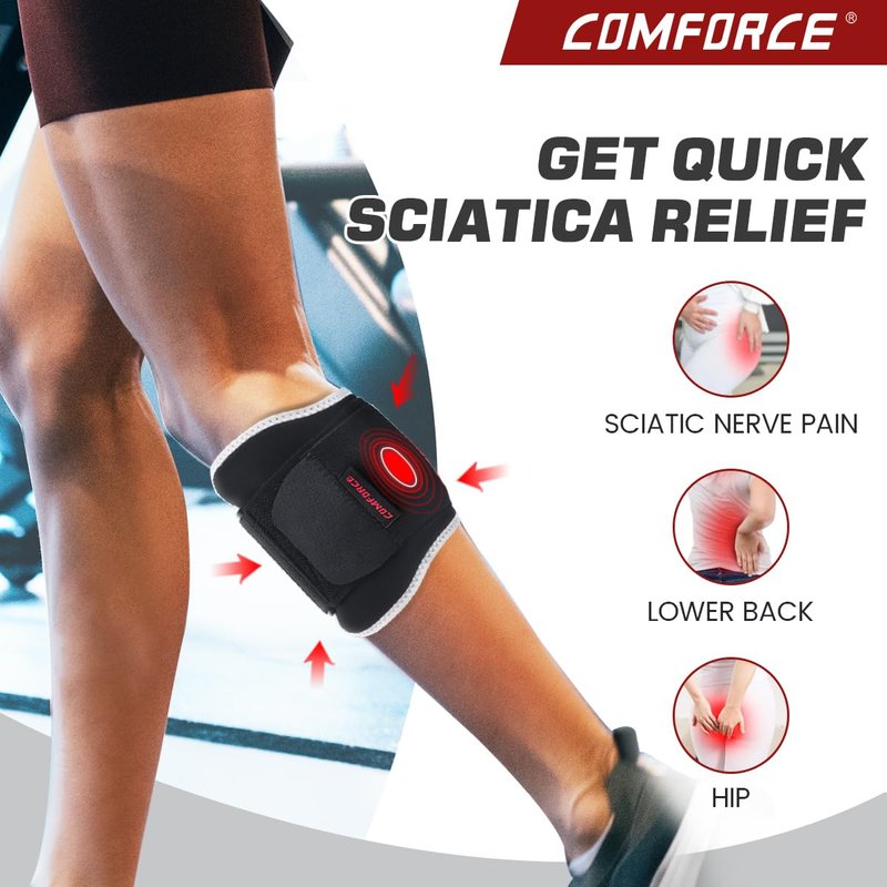 COMFORCE Sciatica Pain Relief Devices， Adjustable Pressure Pad for Sciatica Relief, Lower Back and Buttocks, Sciatic Nerve Brace for Men and Women