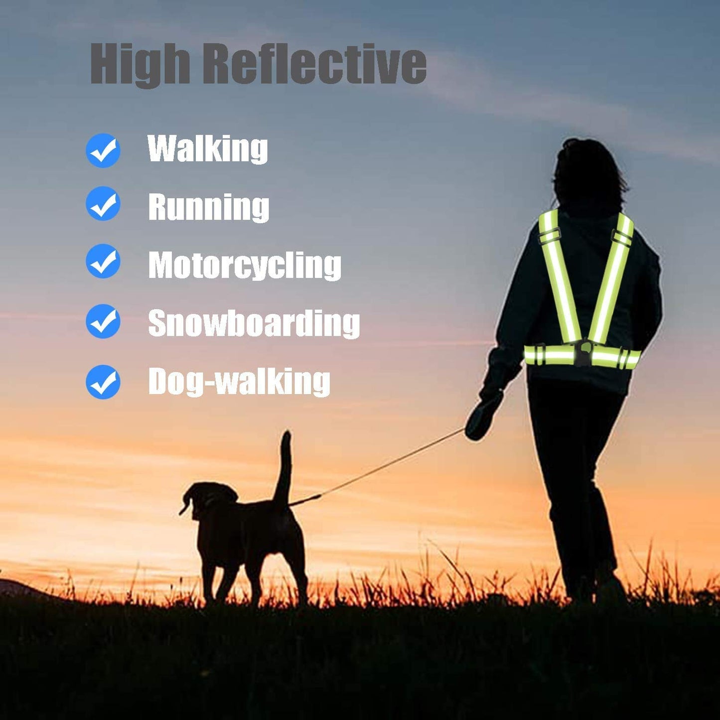 Awnuuw Reflective Vest Running Gear 3Pack, Adjustable Safety Vests High Visible Reflective Belt Straps for Night Running, Outdoor Cycling, Motorcycle, Dog Walking (Pink,Green,Purple)