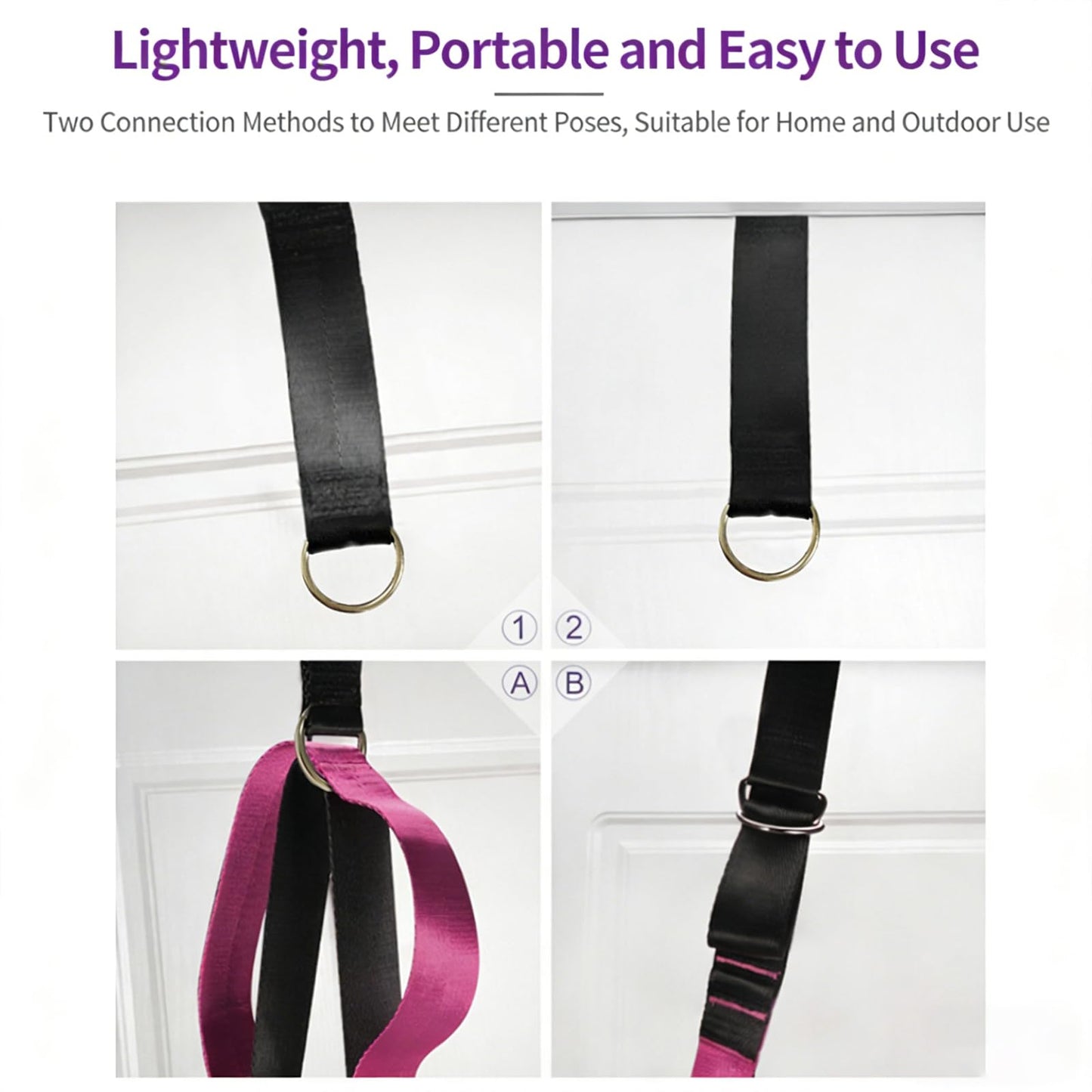 Stretching Strap with Loops - Non Elastic Stretch Band for Physical Therapy, Yoga Strap for Stretching Equipment, Stretch Bands for Exercise and Flexibility