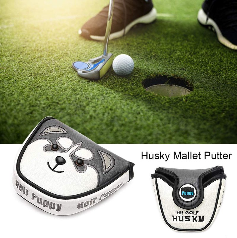 Golf Putter Headcover Mallet Leather Cute Husky Animal Replacement Covers