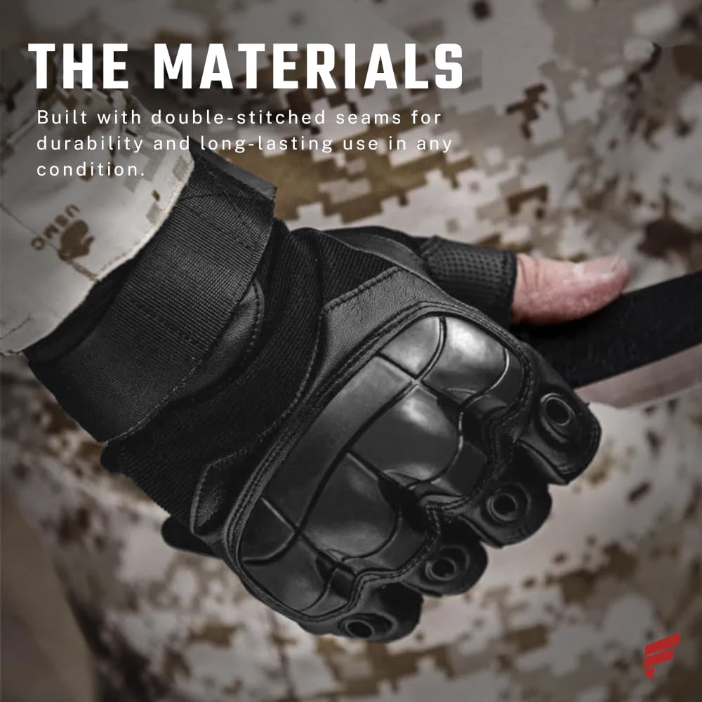 Homefy Fingerless Tactical Gloves – Men & Women, Breathable & Impact-Resistant Half-Finger Gloves for Motorcyclists, Airsoft, Cycling & Hunting, and Outdoor Sports, Beige (Black, XX-Large)