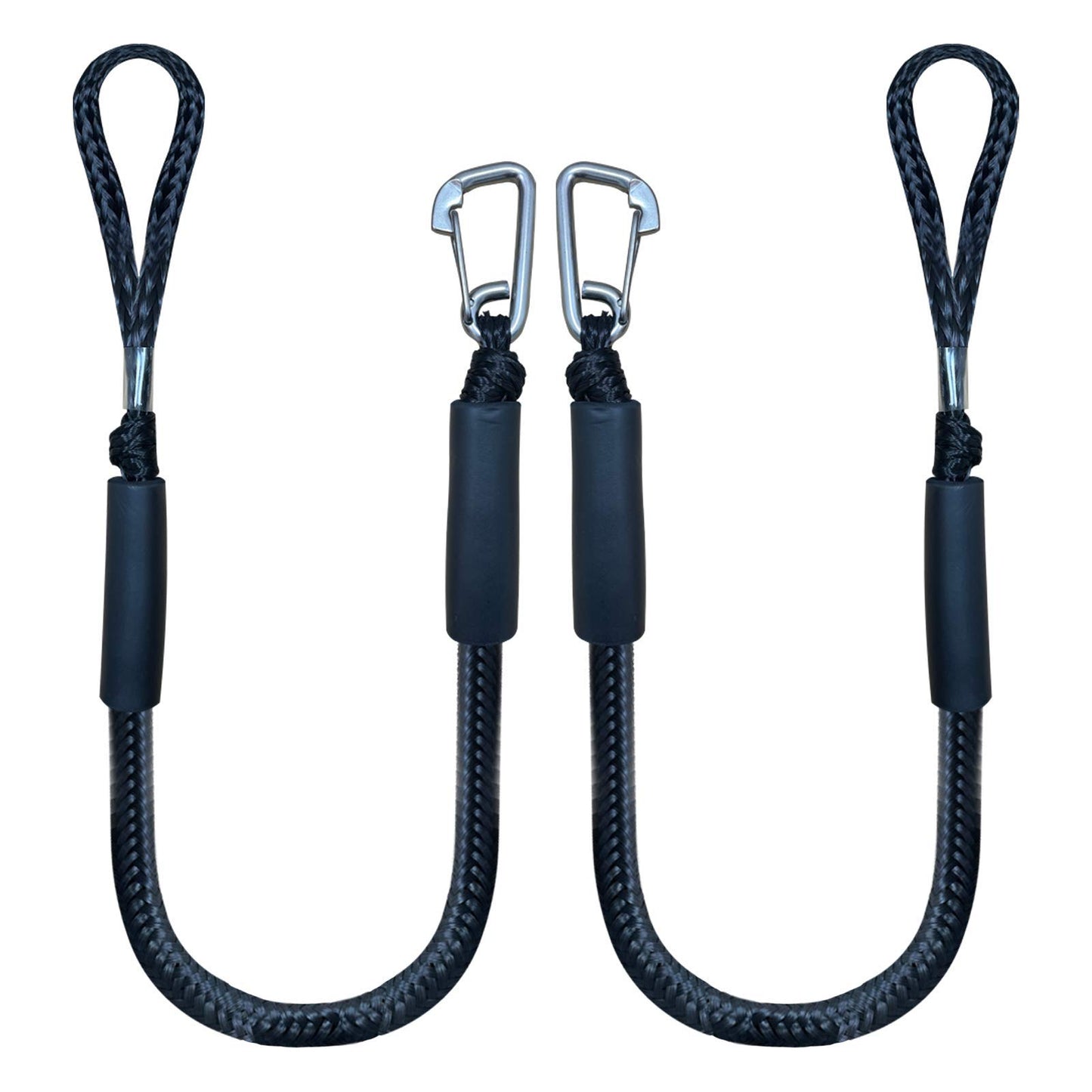 4 Feet Bungee Dock Line Mooring Rope 2-Pack for Docking with Stainless Steel Clip Accessories for Boats PWC, Built in Snubber, Kayak, Watercraft,SeaDoo,Jet Ski, Pontoon, Canoe, Power Boat