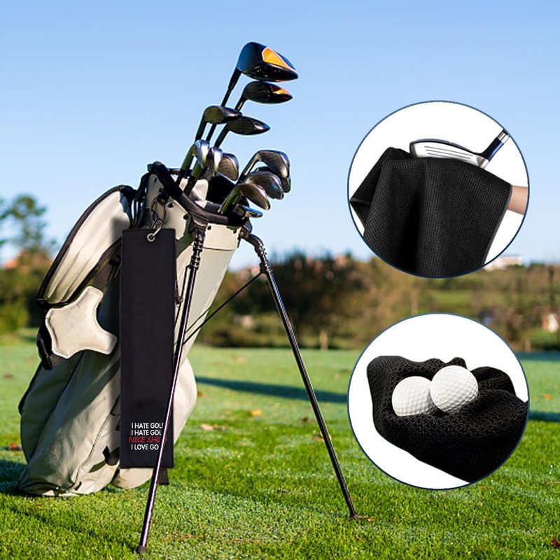 WUUCKOO I Hate Golf Nice Shot I Love Golf Embroidered Golf Towel - Funny Gift for Golfer