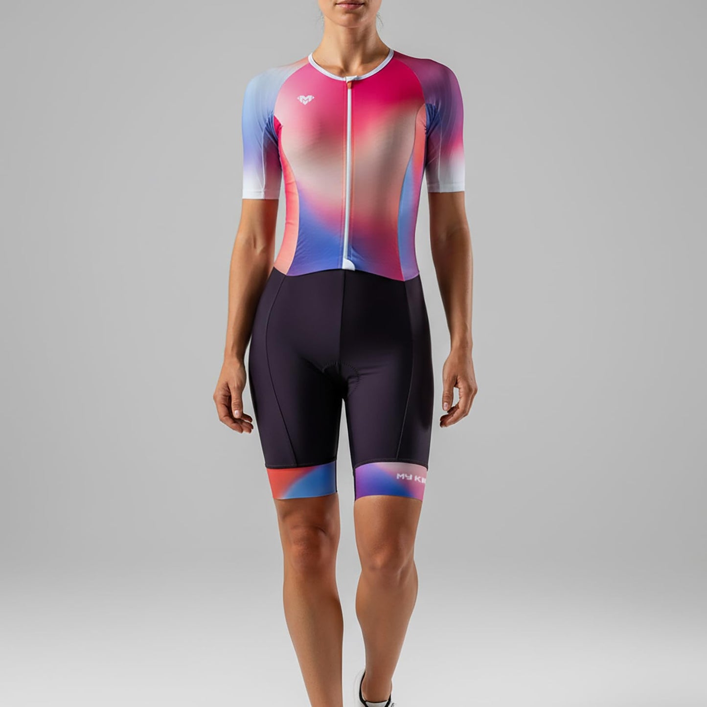MY KILOMETRE Women's Triathlon Suit, Sleeveless Trisuit with Chamois, 2 Rear Pockets, UPF 50+