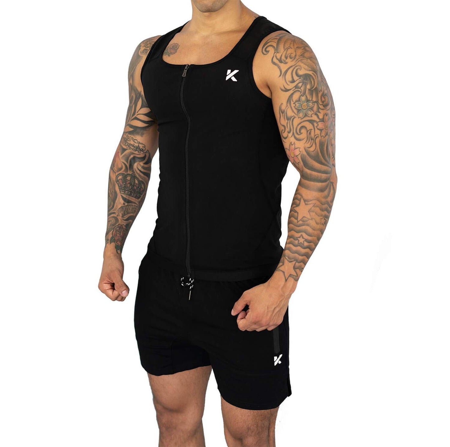 Kewlioo Men's Premium Zip Sauna Tank Top - Heat Trapping Sauna Shirt for Men, Compression Sweat Vest Sauna Suit for Gym, Workouts, Exercise, Fitness (Black, 2XL/3XL)