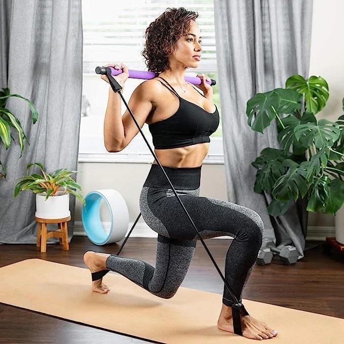 Pilates Bar, Plates Sculpt Bar, Pilates Bar Kit with Resistance Bands, Pilates Bar Kit, Stretched Fusion Pilates Bar, Exercise Equipment, Squat, Yoga for Full Body