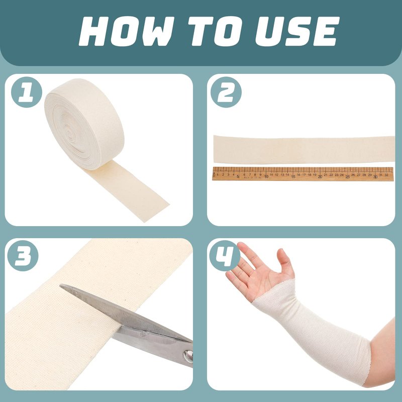 Preboun 2 Rolls Cotton Stockinette Tubular Bandage 11 Yard Comfortable Arm Stockinette Tubing Reusable Elastic Bandage Sleeve for Ankles and Elbows(2 Inch)