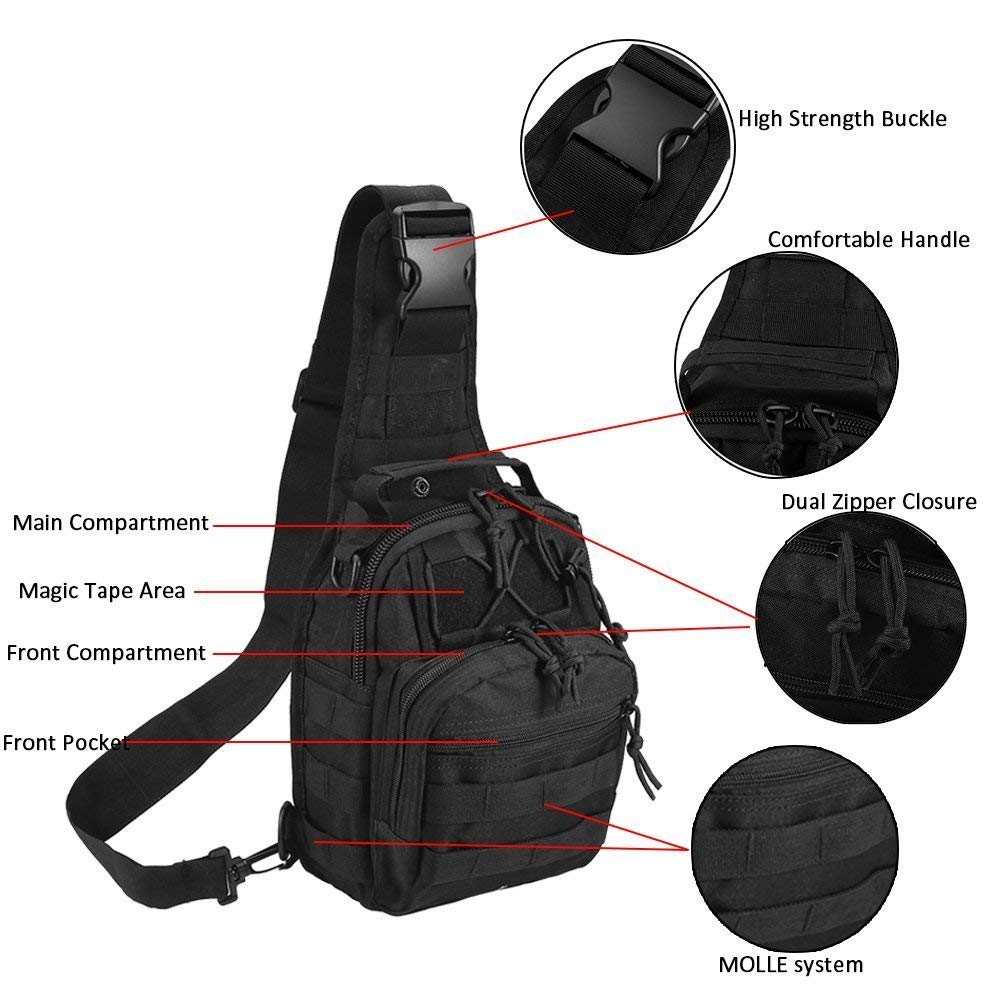 BOMTURN Tactical Bag Military Sling Backpack : Tactical Sling Bag Shoulder Bag for Men Women CCW Bags EDC Bag Fishing Backpacks Outdoor