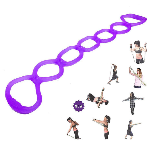 7 Ring Stretch Resistance Exercise Band - Miracle Miles Band, Yoga Stretching, Arm, Shoulders Foot, Leg Butt Fitness Home Gym Physical Therapy Band(Purple)